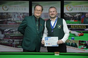 Colvin O'Brien is presented with his certificate at the 2025 Irish Open