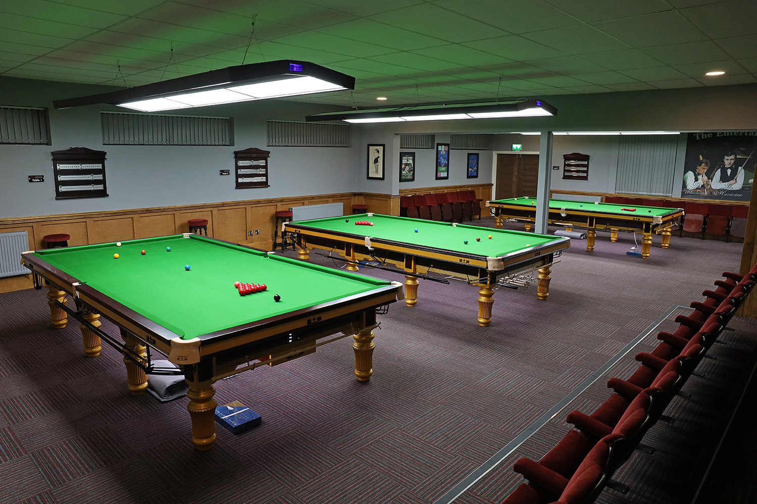 Three snooker tables