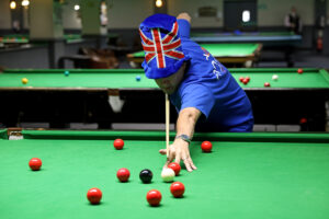 Nigel Brasier practices in a UK hat at last year's event