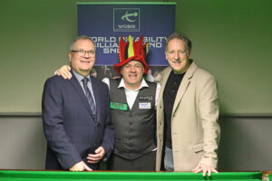 WDBS chairman Nigel Mawer, Nigel Brasier and snooker coach Chris Henry