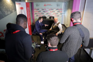 Gary Swift is interview by Rob Walker backstage at the Crucible Theatre