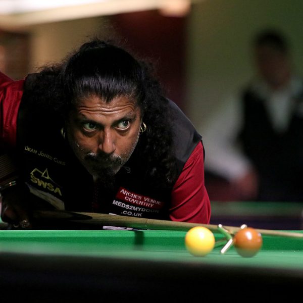 Kal Mattu plays snooker shot