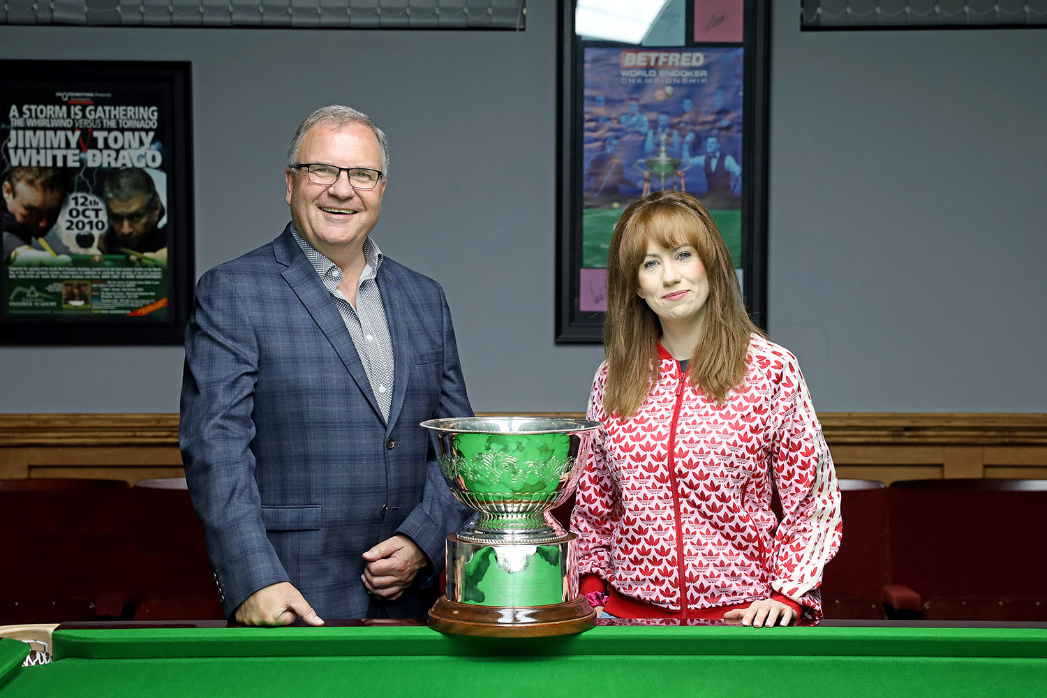 Nigel Mawer with Abigail Davies and trophy