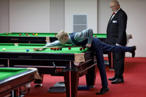 Nicklas Olsen plays a snooker shot